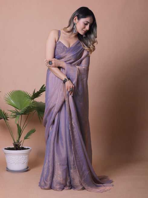 Vasthrlay Lavender Unstitched Saree