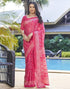 Vasthrlay Printed Pleated Unstitched Dark Green Saree
