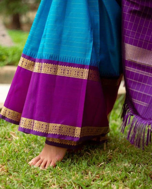 Vasthrlay Blue Banarasi Saree