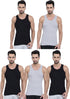 Dixcy Scott Cotton Rib Fabric Multi-Colors Scoop Neck Sleeveless Men's Vests - Pack of 5 (#Victor-Derby-80 CM) (Color May Vary)