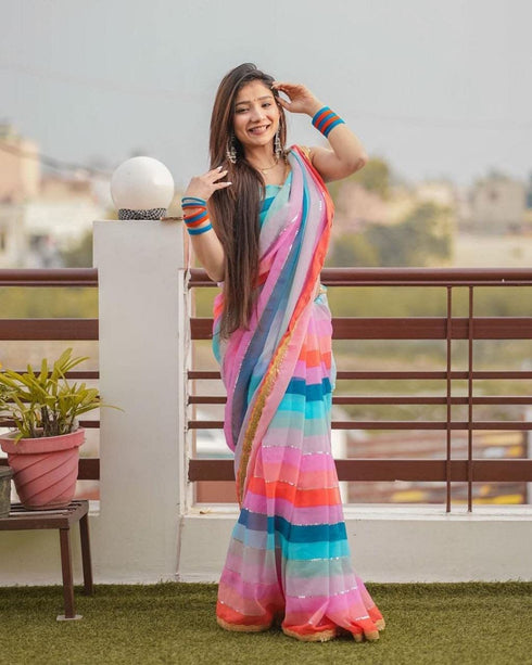 VasthrlayGeorgette Sequence Unstitched Multicolour Free Ethnic Wear