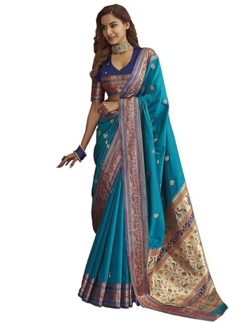 Vasthrlay Paithani Jacquard Unstitched Pink Saree