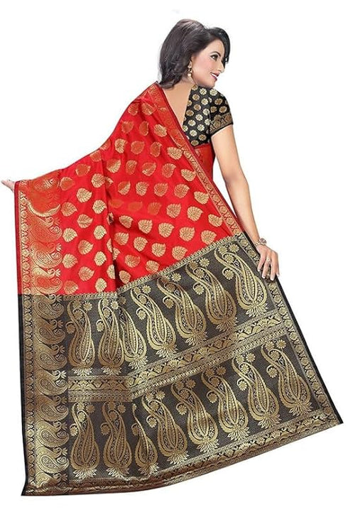 Vasthrlay Banarasi Red Black Ethnic Wear