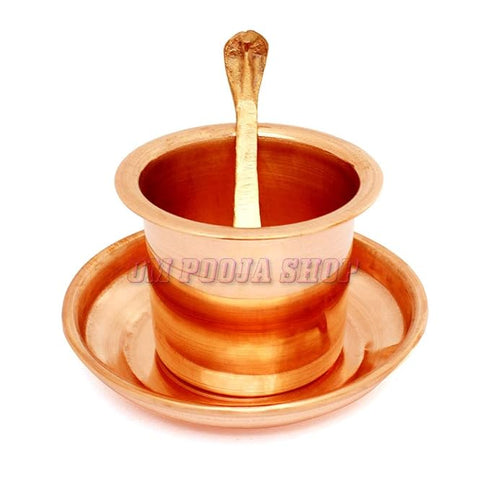 Panchpatra Pali with Plate Set in Copper for Puja
