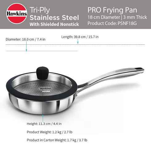 Hawkins 18 cm Triply Stainless Steel Pro Frying Pan