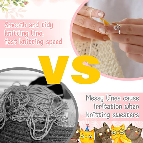 3 Pcs Crochet Tension Ring Creative Kitty Wire Wrapped Knitting Crochet Tool Alloy Yarn