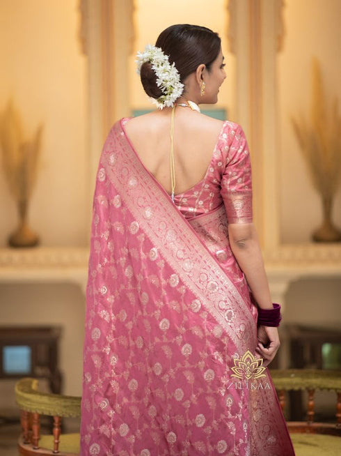 Vasthrlay Banarasi Kanjivaram Wedding Pari 165 Saree With Blouse Piece