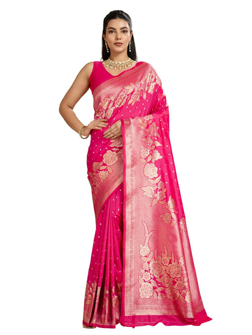 Vasthrlay Kanjivaram Wedding Banarasi Weaving Wine Pink