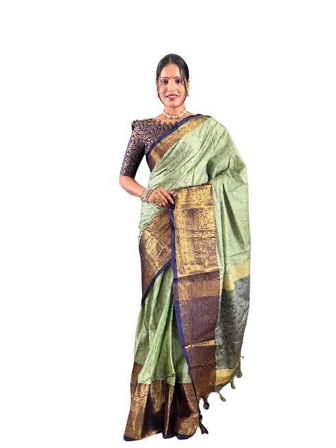Vasthrlay Kanjivaram Blouse Traditional Pistablue