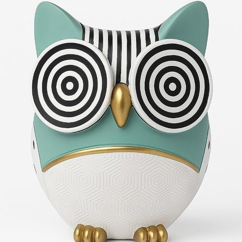 The Spiritual Living Mint Green Resin Owl Statue for Good Luck | Vastu & Feng Shui