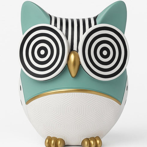 The Spiritual Living Mint Green Resin Owl Statue for Good Luck | Vastu & Feng Shui