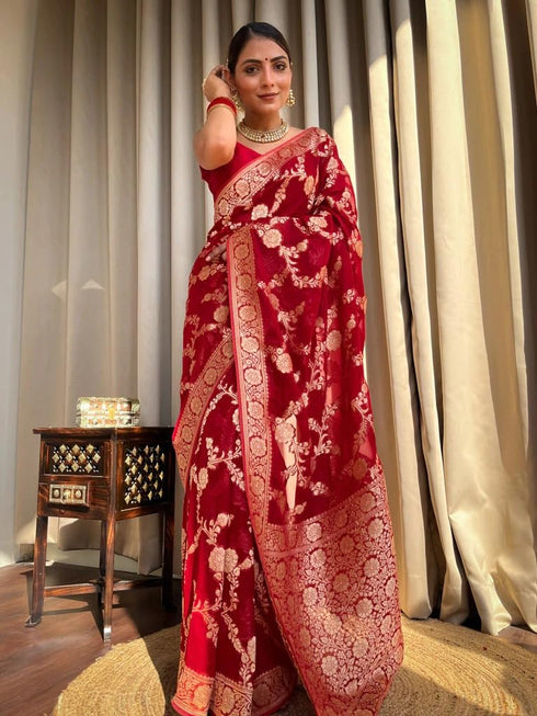 Vasthrlay Organza Designer Unstitched Saree