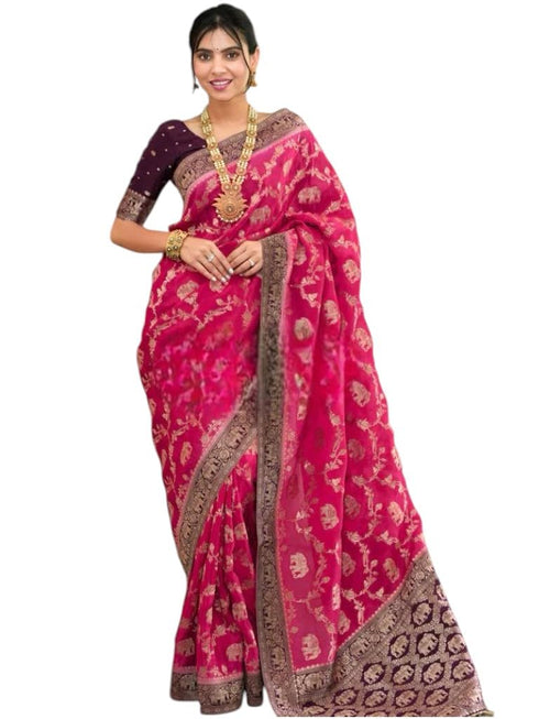Vasthrlay Purple Kanjivaram Wedding Saree