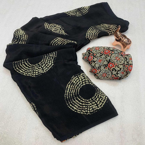 Vasthrlay Printed Ajrakh Floral