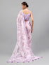 Vasthrlay Purple Sheer Floral Printed Art Chiffon Saree With Unstitched Blouse