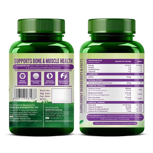 Himalayan Organics Alfalfa + Calcium Citrate Malate 1200mg Tablets