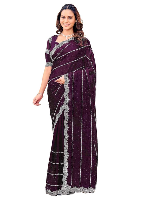 Vasthrlay Georgette Embriodery Dusty Saree