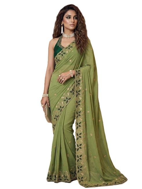 Vasthrlay Pink Embroidery Saree