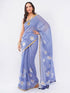 Vasthrlay Blue1 Womens Ready To Wear One Minute Linen Fabric Saree