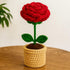 Handmade Crochet Red Rose Pot