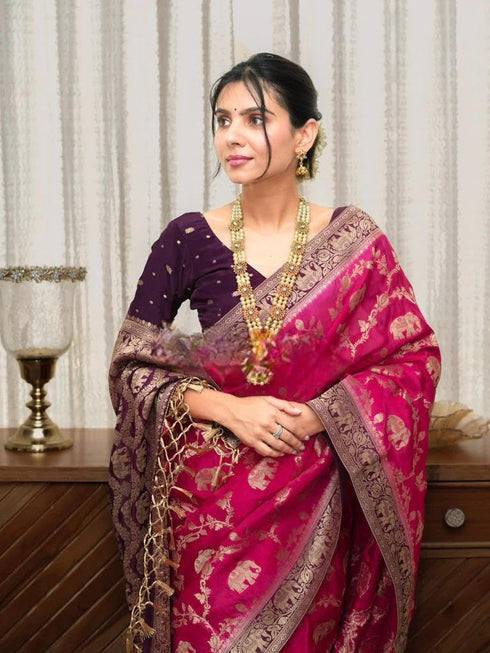 Vasthrlay Purple Kanjivaram Wedding Saree
