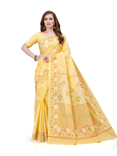 Vasthrlay Cotton Printed Mulmul Blue Saree