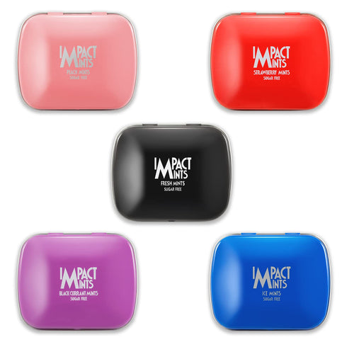 Impact Mints Assorted Pack Of 5 Peach Strawberry Fresh Black Currant and Ice