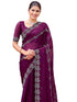 Vasthrlay Shimmer Chiffon Unstitched Maroon Saree
