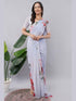 Vasthrlay Off White3 Floral Printed Gerogette Saree With Zari Pallu And Unstitched Blouse Piece