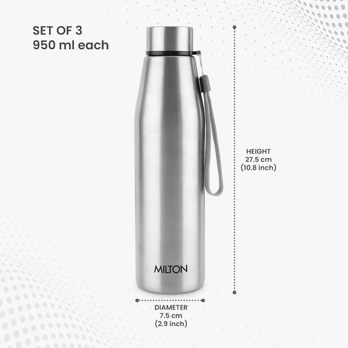 Milton Drift Stainless Steel Bottle 950 ml (Pack of 3)