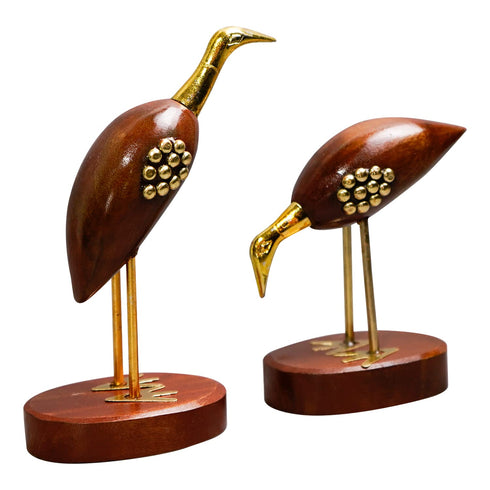 Wooden and Brass Saras Pair-6 inch
