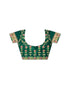 Vasthrlay Bandhani Printed Georgette Sequence Lace Scalloped Border Dark Green Saree with Unstitched Blouse Piece