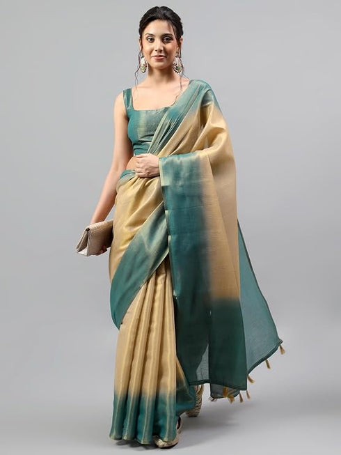 Vasthrlay Green Womens Ready To Wear One Minute Polyester Erode Zari Saree
