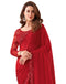 Vasthrlay Womens Georgette Red Saree With Red Unstitched Blouse Piece