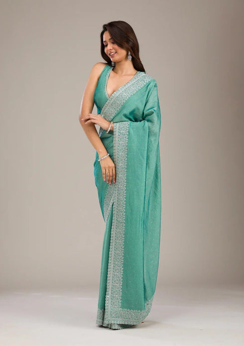 Vasthrlay Elegant Vichitra Embroidered Border