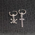 M Men Style Gothic Skeleton Head Dangle With Jesus Cross Hoop Studs