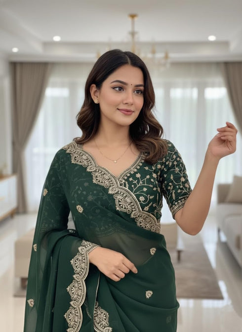 Vasthrlay Georgette Embroidered Az Ys Antya Ethnic Wear