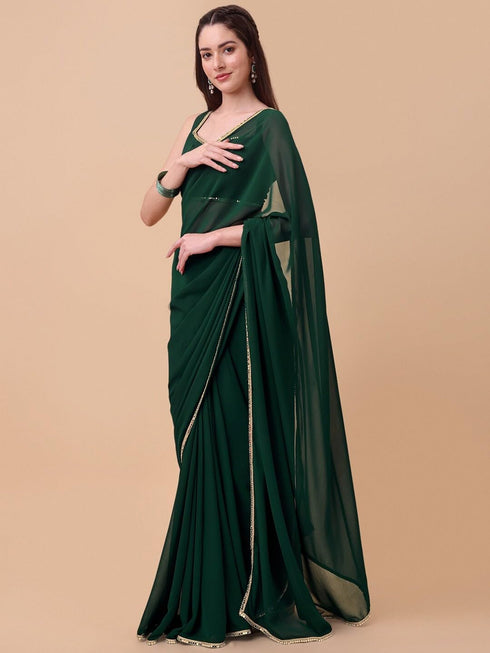 Vasthrlay Georgette Pleated Unstiched Ethnic Wear