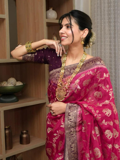 Vasthrlay Purple Kanjivaram Wedding Saree
