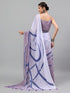 Vasthrlay Blue Floral| Solid| Striped Design Georgette Saree With Unstitched Blouse Piece