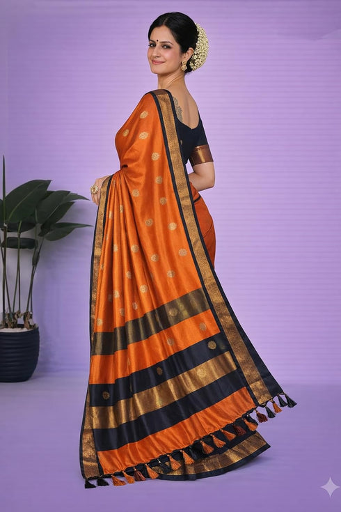 Vasthrlay Traditional Matching Unstitched Orangeblack