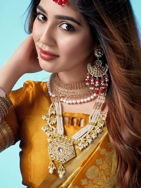 Vasthrlay Banarasi Jacquard Unstitched 3409s112n Turmeric