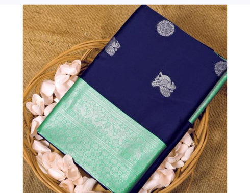 Vasthrlay Silver Banarasi Woven Saree