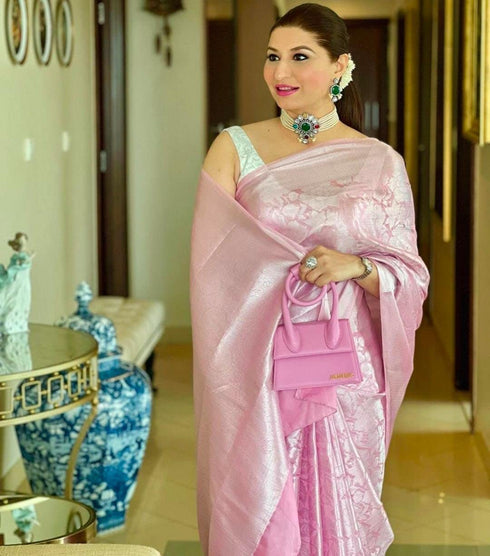 Vasthrlay Pink Kanjivaram Saree