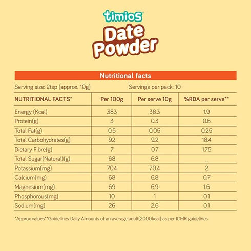 Timios 100% Organic Nut Powder Sweetened with Jaggery & Date Powder