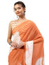 Vasthrlay Midnight Orange Georgette Botanical Floral Printed Saree With Unstitched Blouse