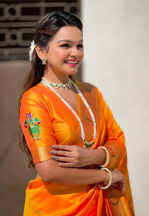 Vasthrlay Kanjivaram Paithani Unstitched Mahendi Ethnic Wear