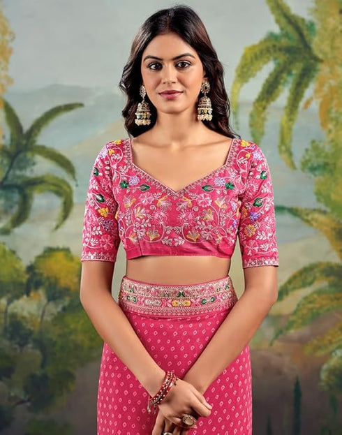 Vasthrlay Georgette Embroidery Unstitched Green Saree