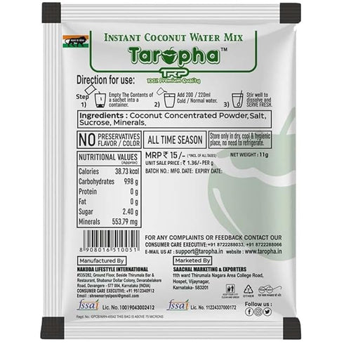 Taropha Tender Coconut Water Premix Powder Pack of 30 Sachets