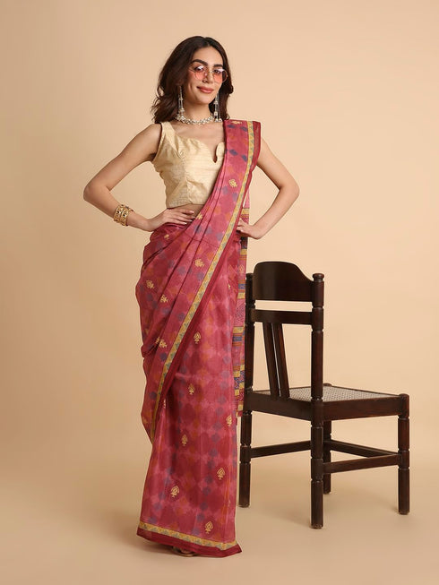 Vasthrlay Cotton Printed Blue Saree